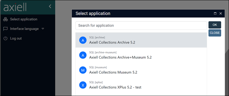 Click to enlarge Select application