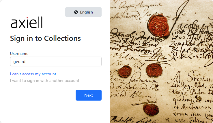 Click to enlarge Login screen