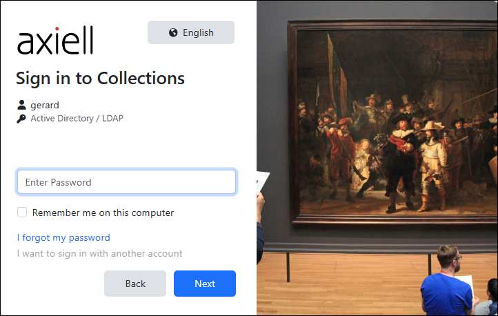 Click to enlarge Login screen