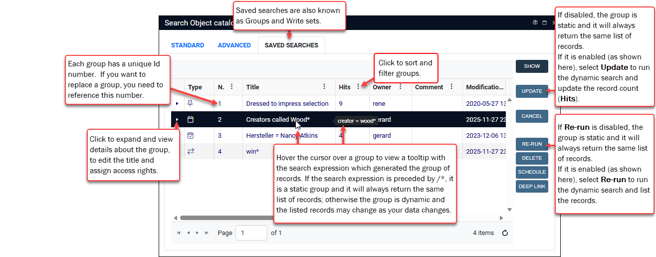 Click to enlarge Saved searches